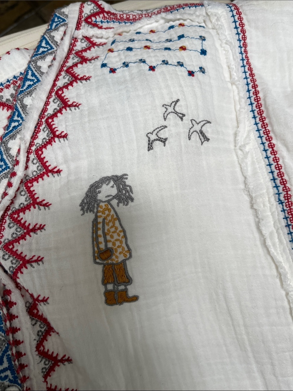 Johnny Was Nargis Gauze Tunic Embroidered Boho Top